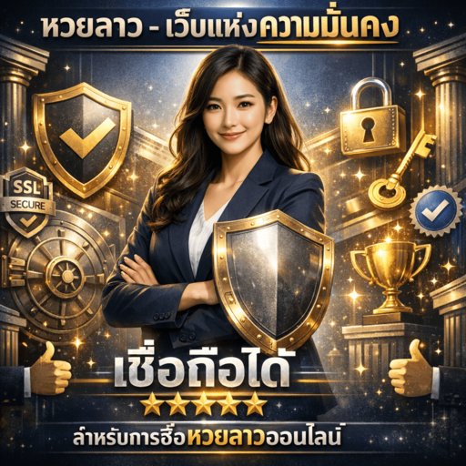 ภาพโปรโมทหวยลาวเว็บที่มั่นคงและเชื่อถือได้ มีผู้หญิงสาวเอเชียสวยยิ้มมั่นใจและสร้างความไว้วางใจ แต่งกายชุดธุรกิจสุภาพอย่างมืออาชีพพร้อมเสื้อสูท ยืนท่าทางมั่นคงน่าเชื่อถือ อาจพับแขนอย่างมั่นใจหรือถือสัญลักษณ์โล่ แผ่ออร่าความน่าเชื่อถือและความปลอดภัย พร้อมข้อความภาษาไทย "หวยลาว - เว็บแห่งความมั่นคง" "เชื่อถือได้" และ "สำหรับการซื้อหวยลาวออนไลน์" มีไอคอนโล่ขนาดใหญ่แทนความปลอดภัยและการปกป้อง สัญลักษณ์กุญแจและล็อคแสดงความปลอดภัย เครื่องหมายถูกยืนยันหรือป้ายรับรอง ตราประทับความไว้วางใจและสัญลักษณ์ความปลอดภัย ไอคอนใบรับรอง SSL ภาพตู้นิรภัยธนาคาร เสาหรือฐานรากที่มั่นคง ดาว 5 ดวงสำหรับความน่าเชื่อถือ ป้ายใบอนุญาตหรือข้อบังคับอย่างเป็นทางการ สัญลักษณ์ประกันหรือรับประกัน ลูกหวยลาวในภาชนะที่ปลอดภัย ไอคอนนิ้วชี้ขึ้น สัญลักษณ์จับมือมืออาชีพ ดาวรีวิวหรือคำรับรองจากลูกค้า ป้ายปีแห่งการบริการ ถ้วยรางวัลสำหรับแพลตฟอร์มที่ดีที่สุด และเอฟเฟกต์ประกายแสงเชิงมืออาชีพ สื่อถึงความมั่นคง ปลอดภัย น่าเชื่อถือ เป็นมืออาชีพ มีการก่อตั้งมาแล้ว และเน้นความน่าเชื่อถือ ออกแบบด้วยโทนสีน้ำเงินเข้ม เงิน ขาว และทอง บรรยากาศองค์กรเน้นความแข็งแกร่งและความมั่นคง